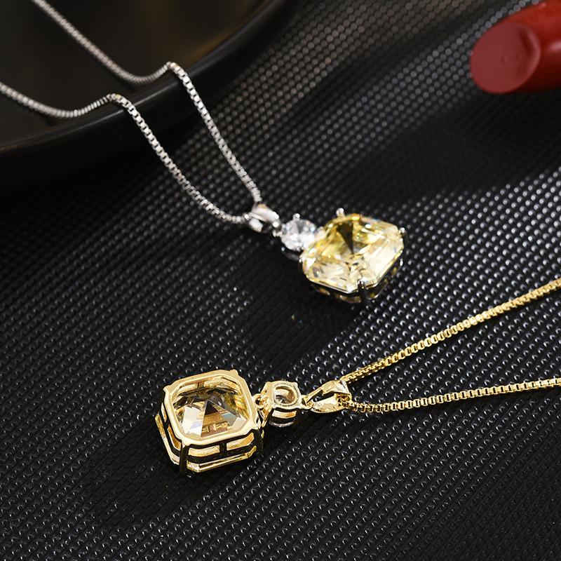 Geometryczny kwadratowy pierścionek z kryształu sztucznego, naszyjnik, kolczyki, moda damska