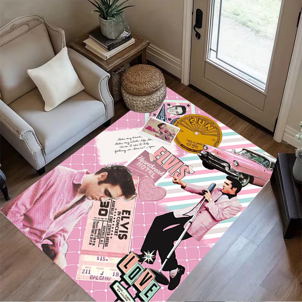 Elvis Presley's Iconic Smile Carpet Perfect for Bedrooms Decorate room Dormitory Playrooms Anti-slip Rug Office home decor Wedding Party Gift