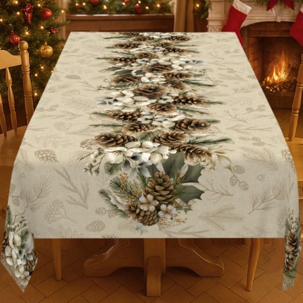 Oil-proof Christmas Santa Claus Tablecloth Waterproof Xmas Deer Table Mat Home Dector