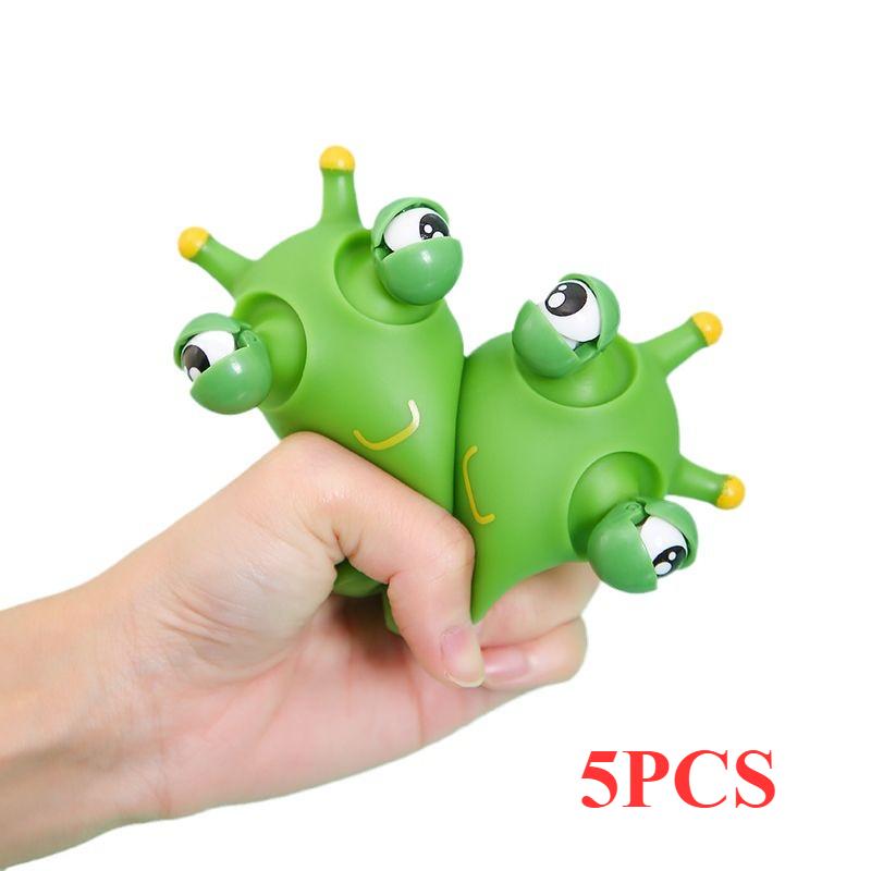 1/5PCS Novelty Eye Popping Squeeze Toy 3D Big Eyeball Bouncing Toy Green Bug Squeeze Toy Stress Relief for Adults and Children