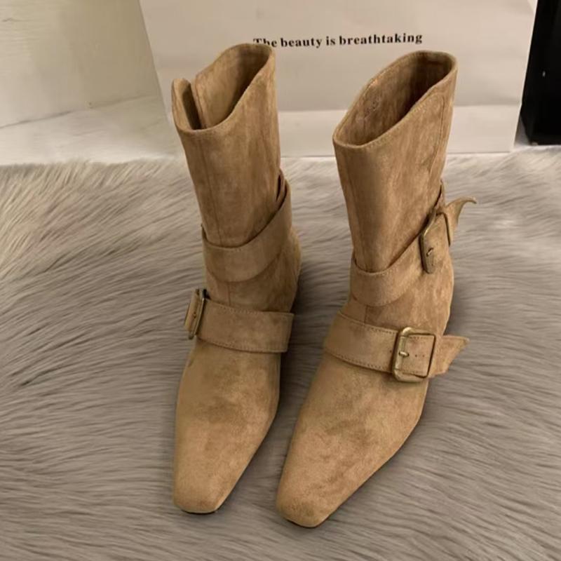 

Fashion Ankle Boots for Women Suede Pointed Toe Fashion Shoes Sexy Luxury Woman Winter Botas 2025 New Designer Dress Zapatos Mujer Boots 40 хаки