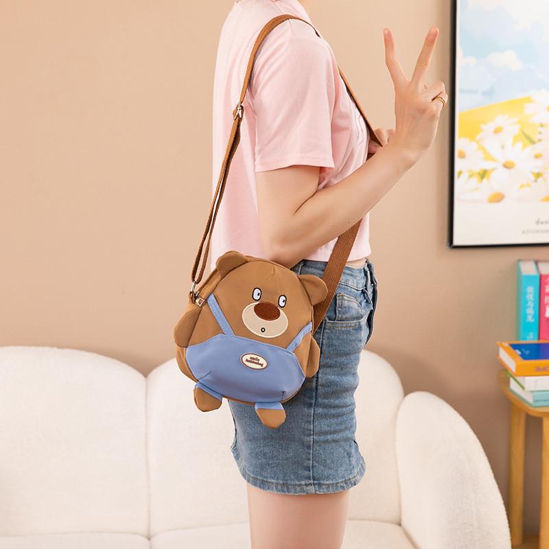 Anime Bear Kids Character Nylon Crossbody Bag With Breathable Fabric Activities