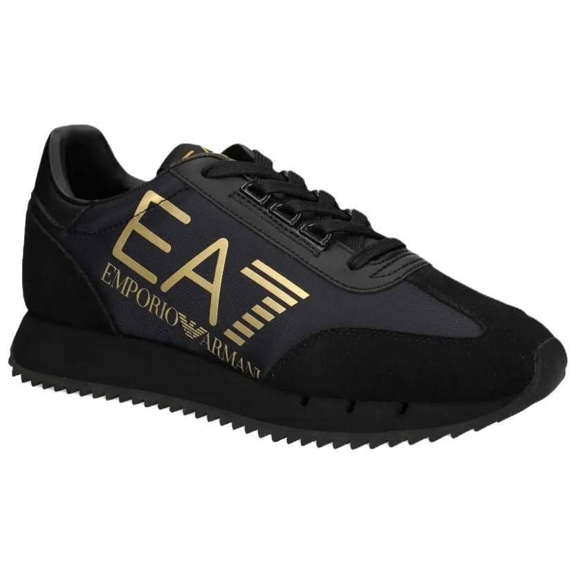 Emporio Armani EA7 Dettaglio Logo in Pelle Punta Tonda Allacciatura Scarpe Basse Casual Unisex Scarpe Casual Nere 7X000541AF18609MZ177