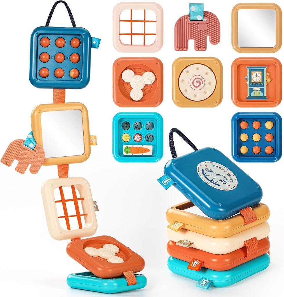 Montessori Sensory Toys for Toddlers Busy Board Baby Folding Activity Cube Fine Motor Skill Christmas Stocking Stuffers for Kids