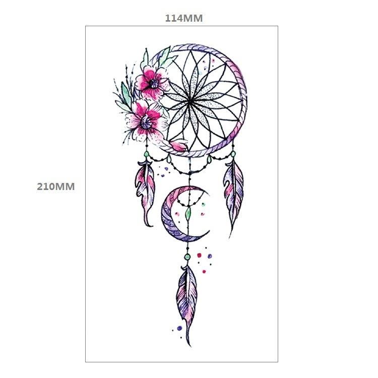 Red Rose Flower Arm Half Arm Tattoo Sticker Owl Hourglass Geometry Water Transfer Set Sticker