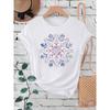 Floral Mandala Print Women Fashion T Shirt Summer Short Sleeves O Neck Y2K Tops Tee Female 90s Casual Clothing