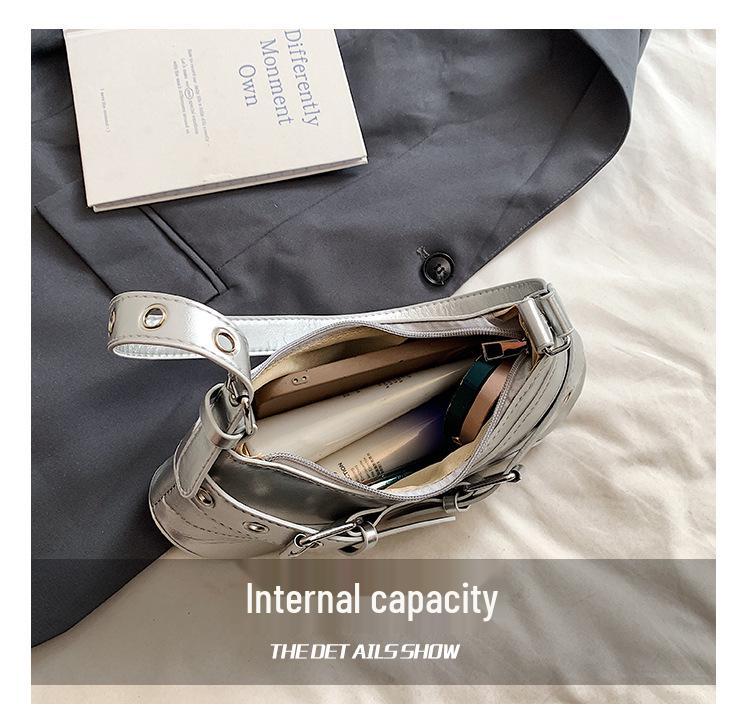 Bolsa Baguette de Ombro para Motociclista Estilo Retrô Quente Tendência 2024