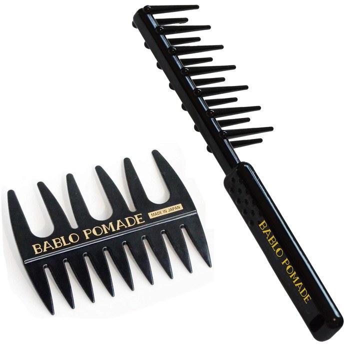BABLO POMADE Jerk Comb & Mesh Comb (Black) Set - Men s Comb, Coarse Teeth, Perm, Barber - 2 Assorted Pieces