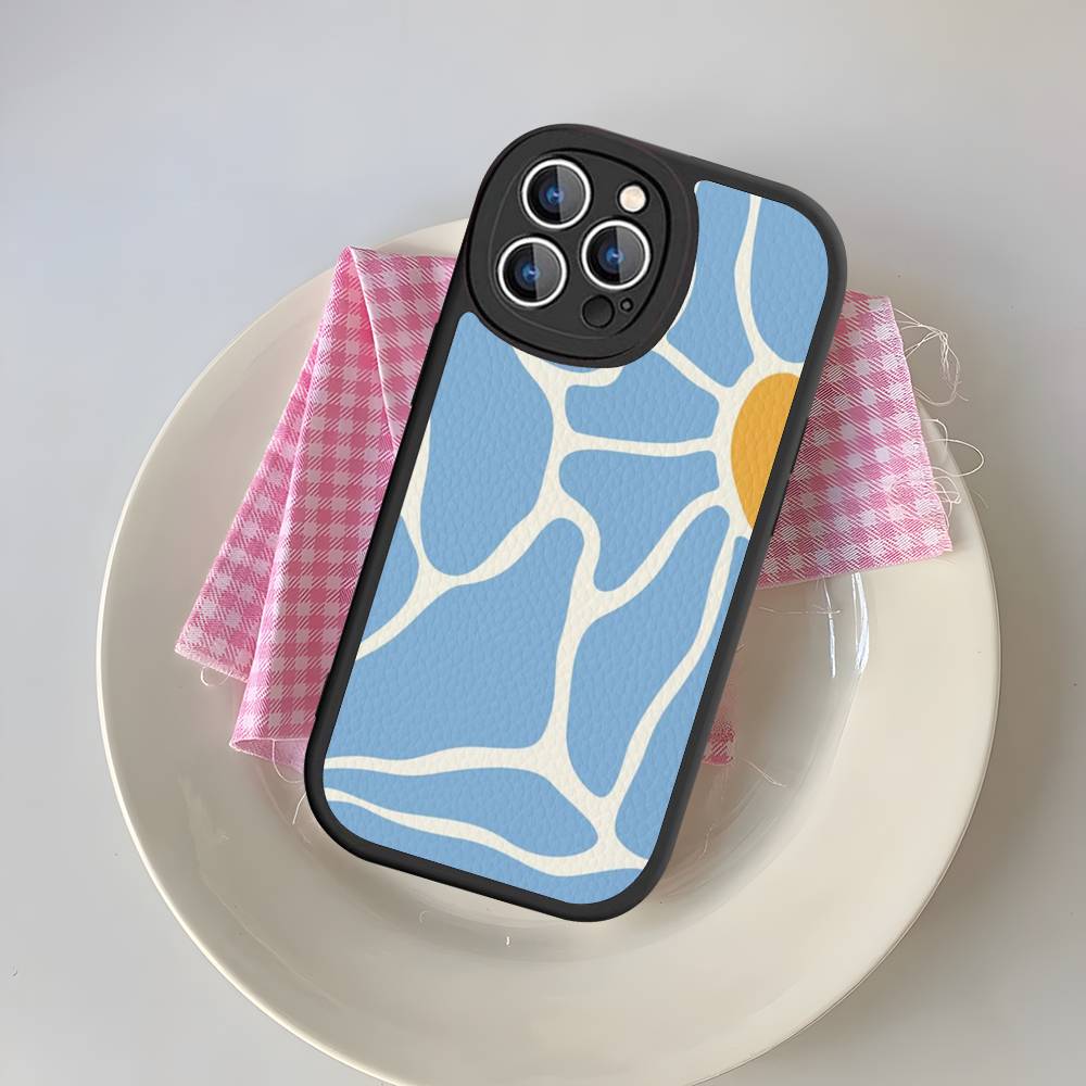 Flower Abstract Market Phone Case For IPhone 16 15 14 13 12 11 Pro Max Plus Leather Cover