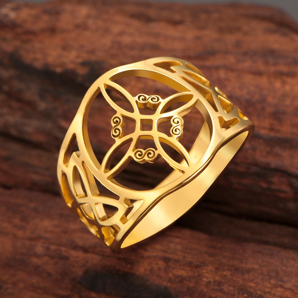 Dawapara Prsten s čarodějnickým uzlem pro ženy Nerezová ocel Keltský uzlový prsten Amulet čarodějnictví Wicca šperky Dárek na Valentýna