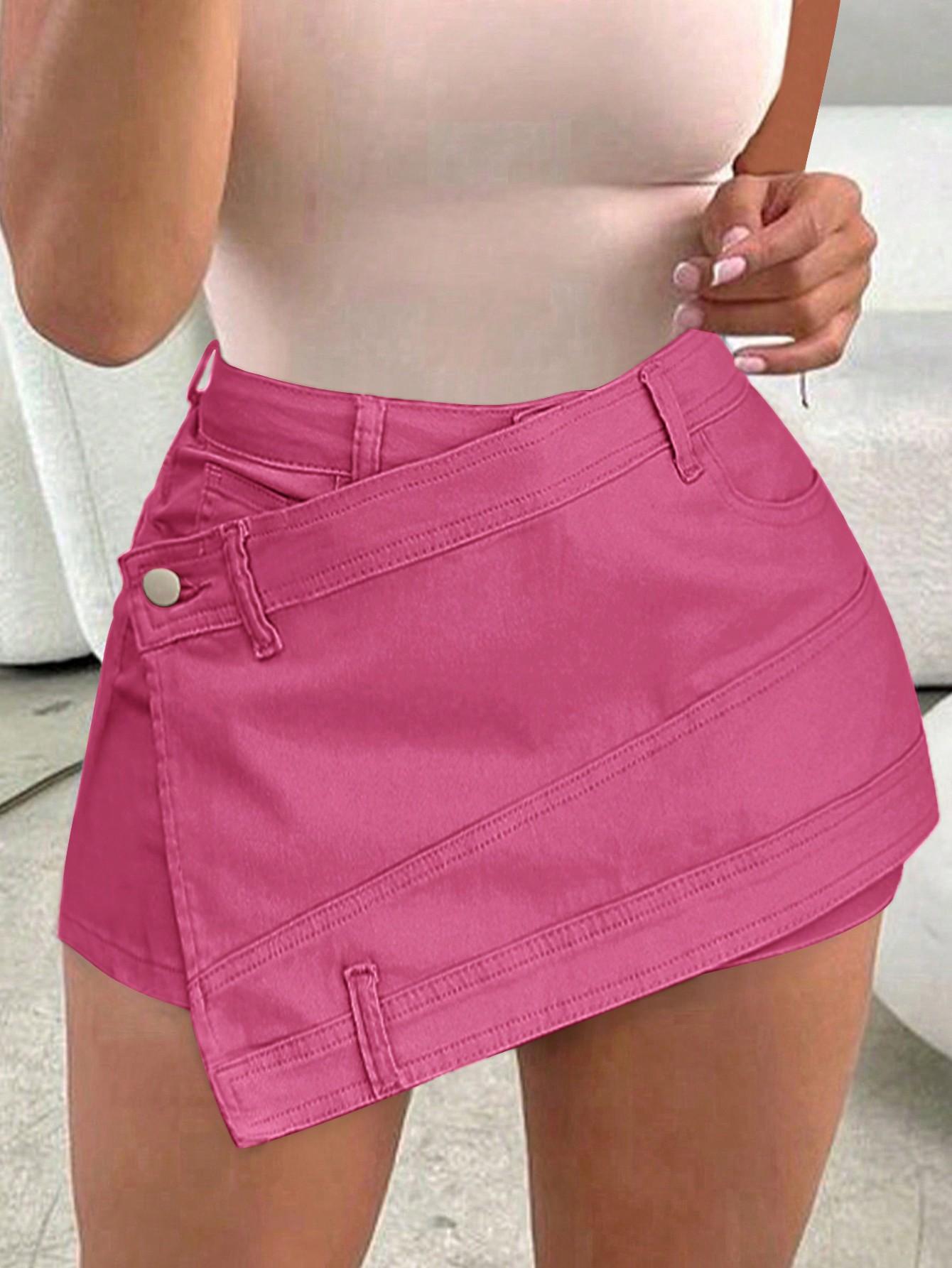 Rose Beauty A Rave Y2K Street Vintage Overlap Tail Wrap Solid Aymmetrical Hem A-Line — фото 18