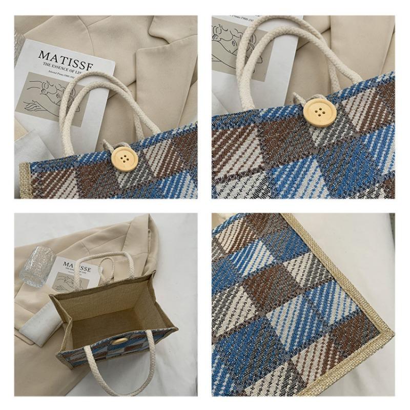 Karierte Canvas Hand-Leinentasche