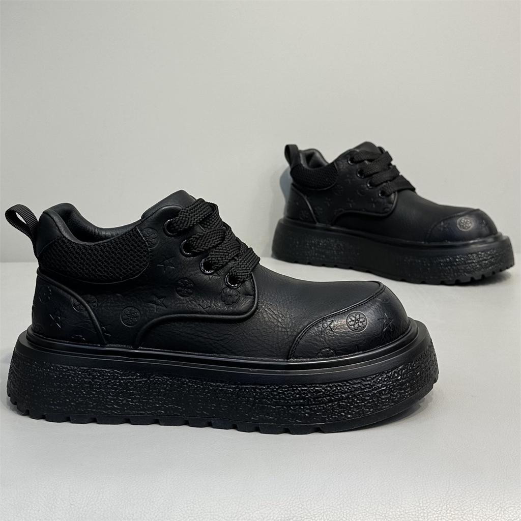Shoes winter new platform casual shoes heightened comfort leather warm British style short boots