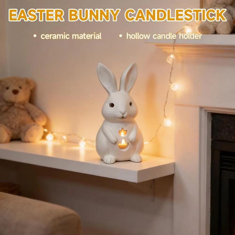 Creative Bunny Candle Holder Cute Bunny Easter Decoration Rabbit Candlestick  Home Decoration