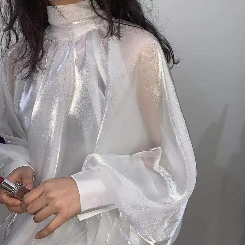 Elegant Style Blouse Women Hot Sale All-Match Solid Color Bl