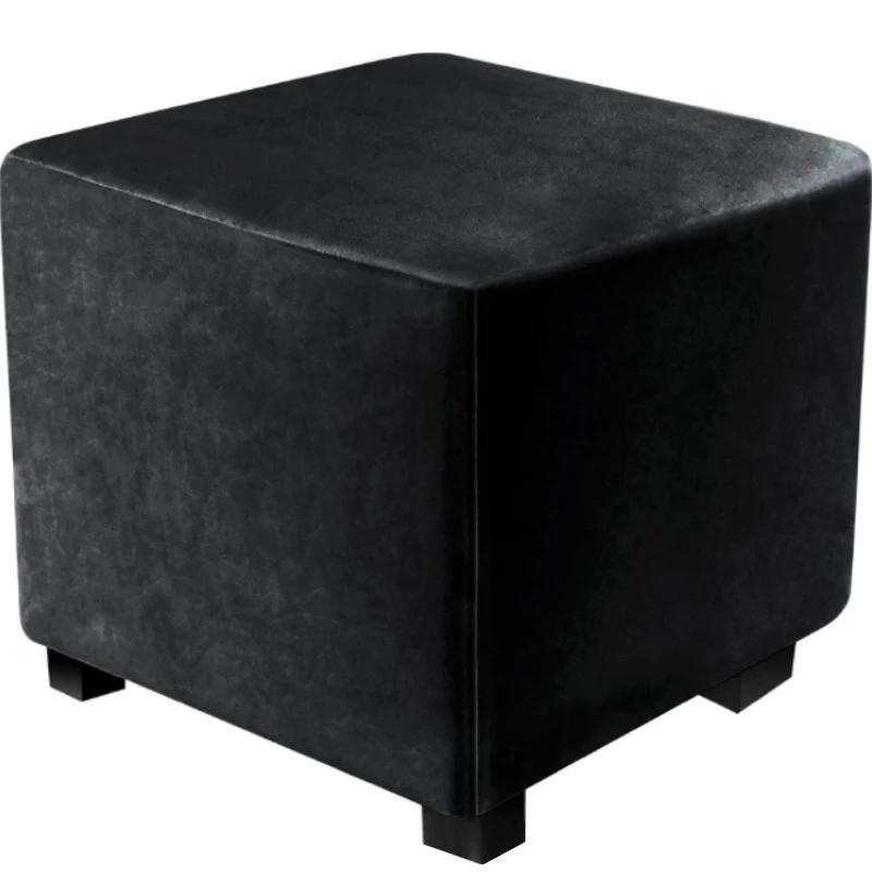 All-inclusive Square Ottoman Cover Elastic Velvet Footstool Covers 360 Degree Protector Sofa Footrest Slipcover for Living Room