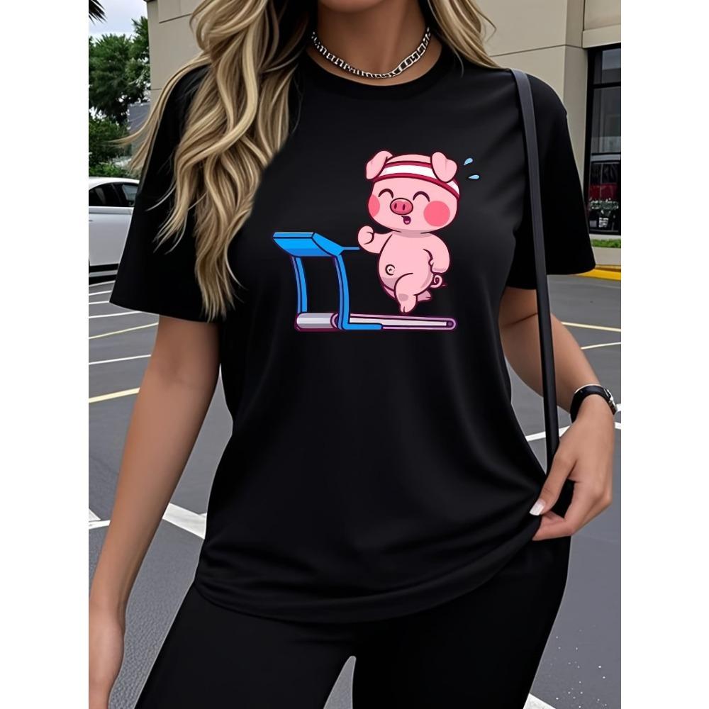 Summer Fashionable Comfortable Breathable Sweat Absorbing Women's T-shirt Colorful Pattern Solid Color Cotton T-shirt
