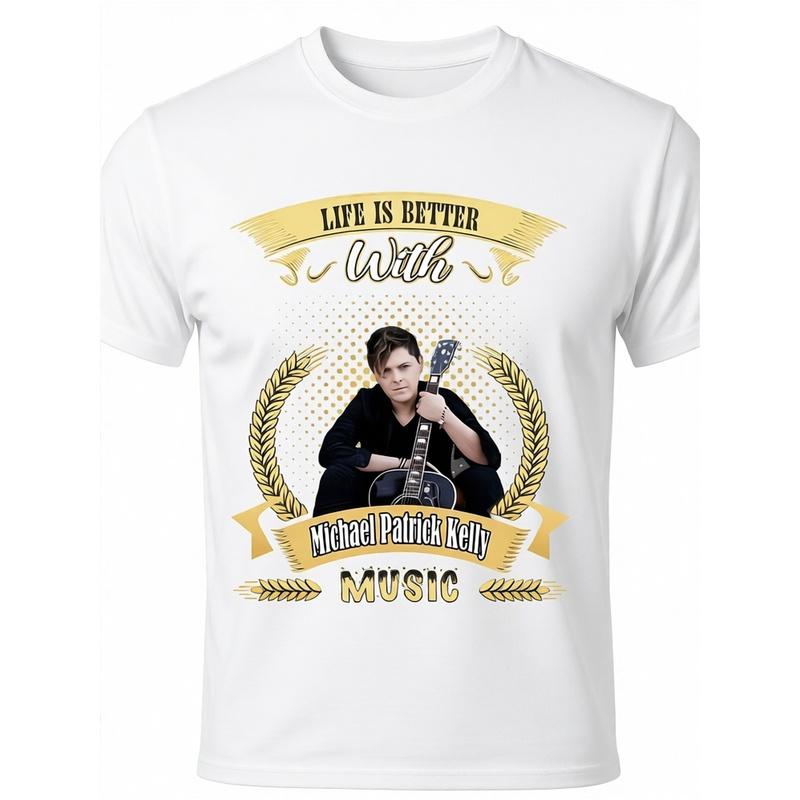 T-Shirt Musicale Michael Patrick Kelly - Maglietta a Maniche Corte con Stampa Iconica della Firma, Camicia Casual Girocollo 220g Adatta per - Indossare & Musica