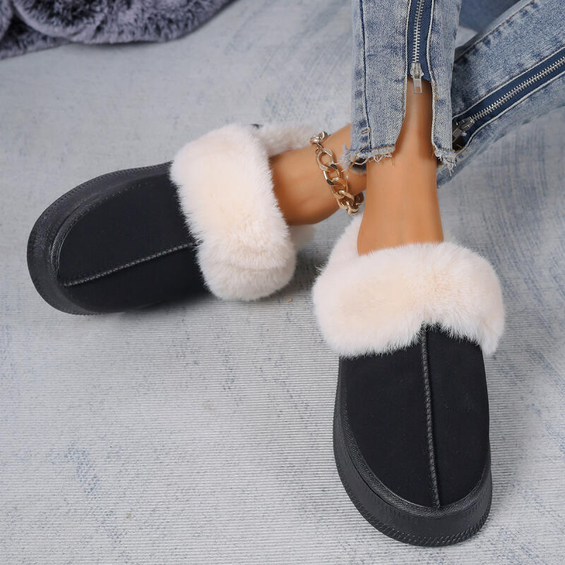 Fashion Luxury Faux Fur Indoor Slippers Women 2025 Winter Warm Short Plush Suede Mules Slippers Soft Thick Bottom Furry Bedroom Slides
