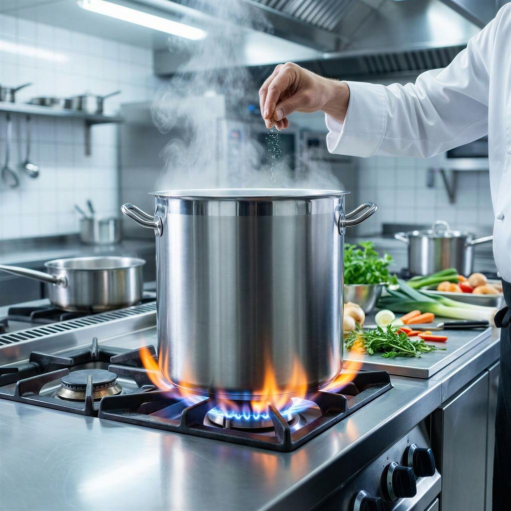 22L Stainless Steel Pot Large 30.5 Cm With Cooking Lid Silver