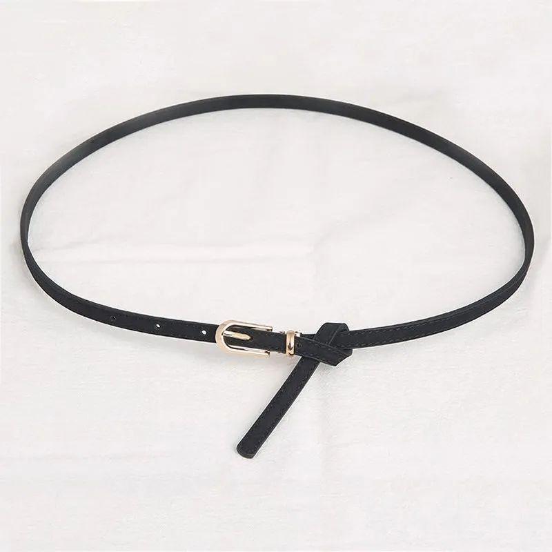 

Chic Women s Pearl Buckle Elastic Black Belt Fashionable Accessory For Outfits Thin Pin