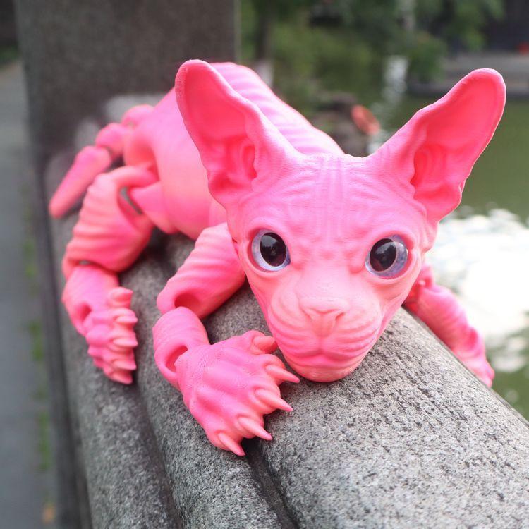 Home Decoration 50Cm3D Printing Sphinx Cat Animal Toy Realistic Hairless Doll Articulated Cat Plush Toy Cat Enthusiastcollection