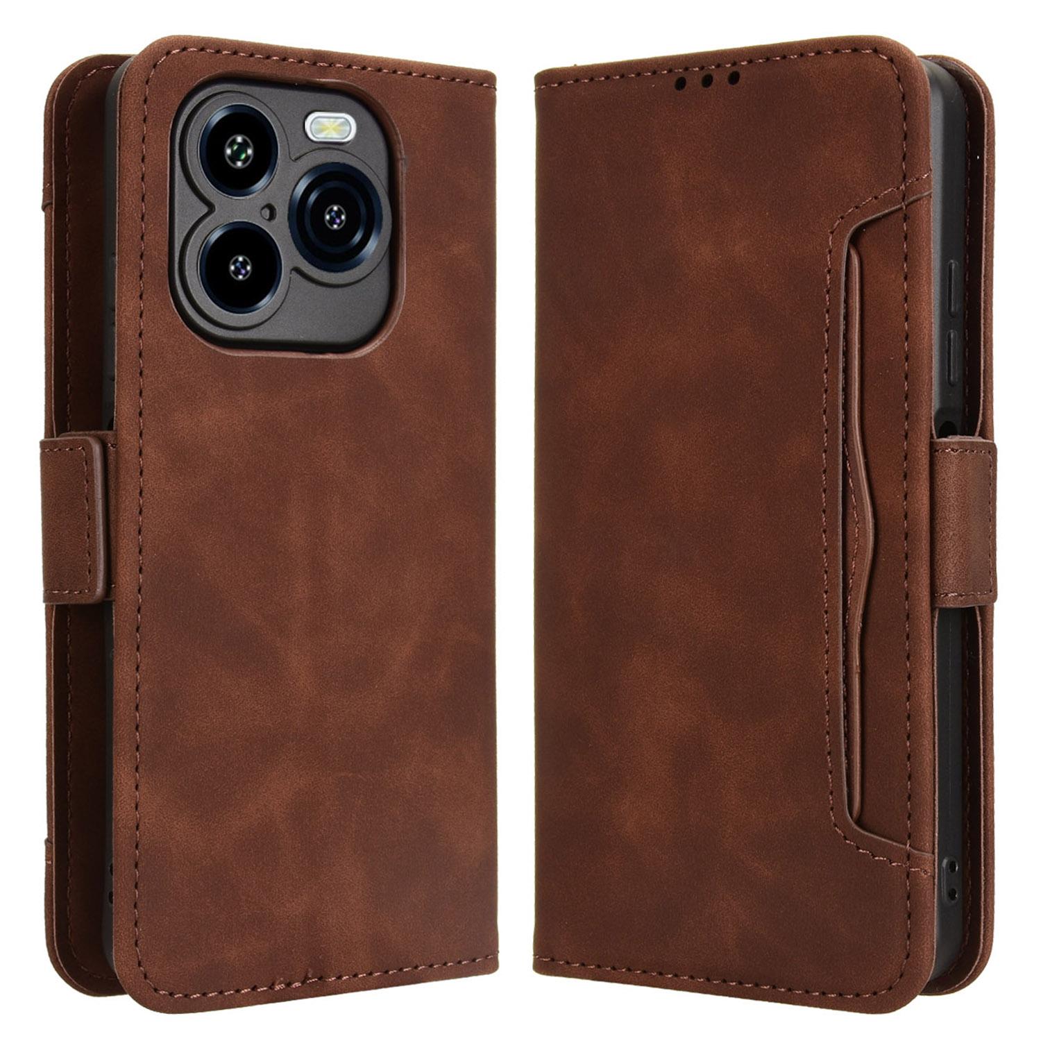

For Oukitel C65/C65 Pro Leather Case Phone Wallet Cover with Multiple Card Slots Brown
