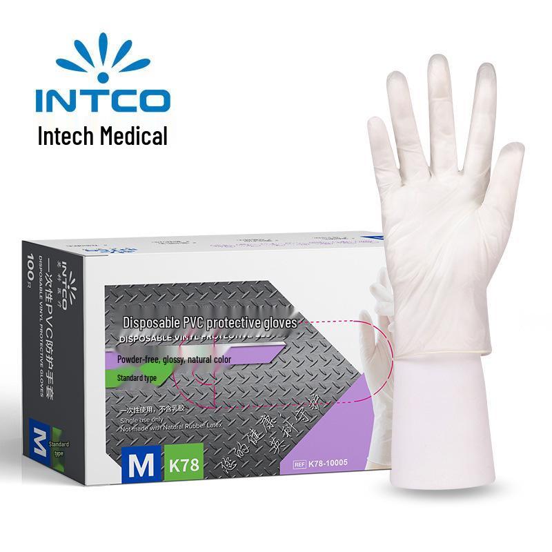Food Grade Disposable PVC Gloves for Kitchen, Household Chores, Baking, Beauty, and Tattooing 9-inch Standard PVC Gloves-M