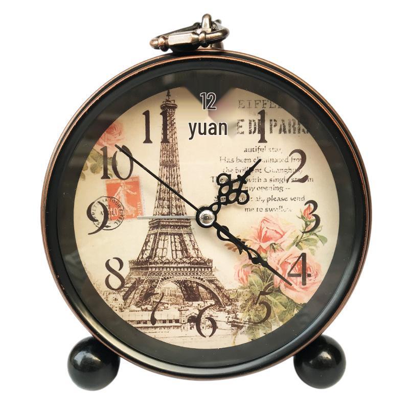 5.5-inch Retro Silent Metal Alarm Clock for Students and Children, Desktop/Desktop Clock