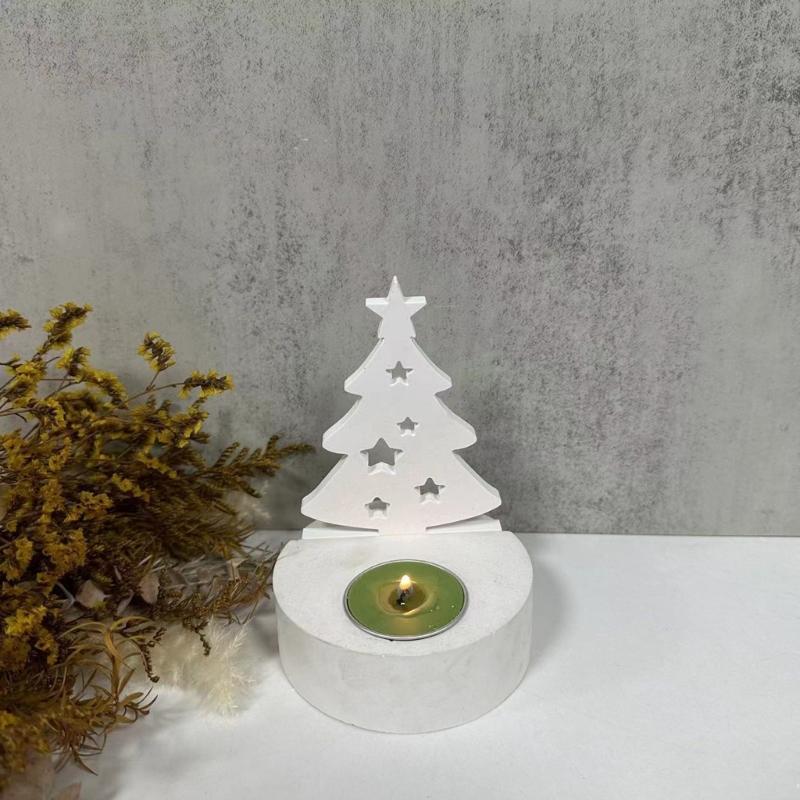 Christmas Tree Decorations Silicone Moulds Customizable Christmas Tree Candle Holder Moulds Crafts Mold for Home Decors