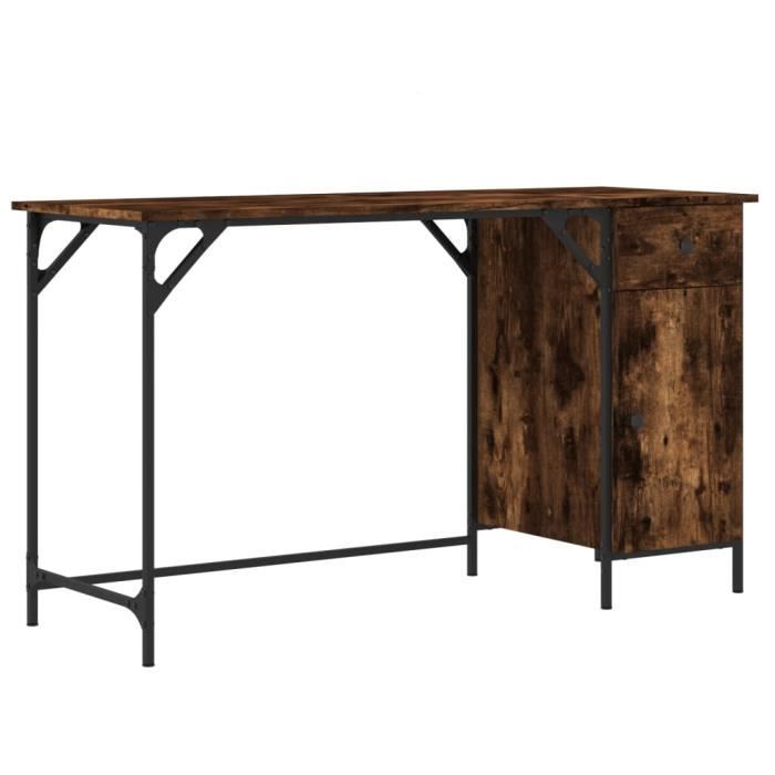 VidaXL Bureau d'ordinateur chêne fumé 131x48x75 cm bois d’ingénierie 836220