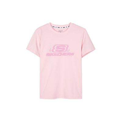 Logo Print Casual Round Neck Breathable Short Sleeve T-Shirt Women Tops Chalk-Pink L224W086-01SX
