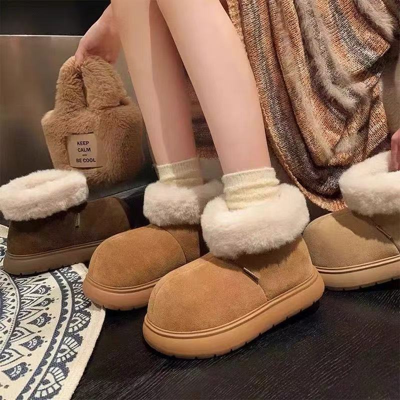 

Big head snow boots Mao Mao winter new thickened extra thick wasteland wind warm cotton shoes 35 [foot length 22.5cm] верблюд