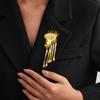 Luxury Pleated Devil's Eye Brooch with Tassels Keyhole Shape Glaze Alloy Trendy Pin for Banquet Clothes Metal Badge