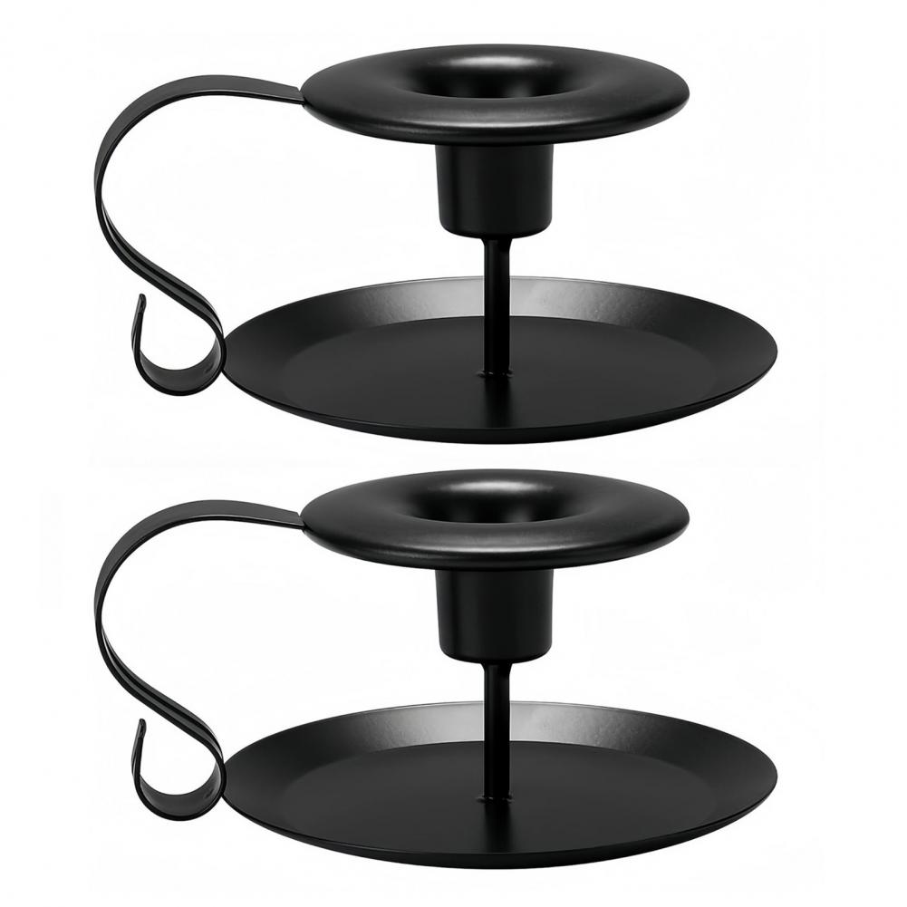 Iron Art Candle Holder Taper Candle Holder Vintage Metal Candlestick Set with Handle for Home Decor Wedding Party Table