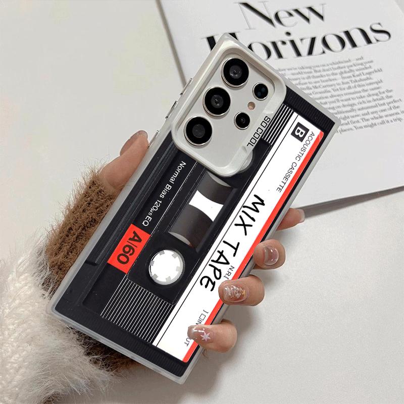 Vintage 90S Cassette Tape Pattern Soft Phone Case for Samsung Galaxy S24 S25 FE S26 Edge S23 Ultra S22 Plus S21 + Shockproof Cov
