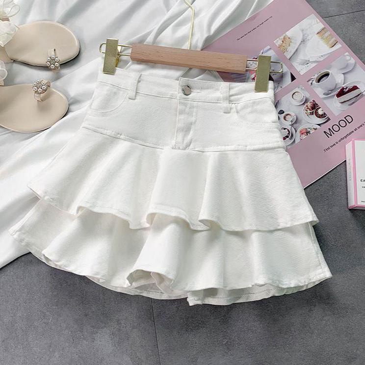 Girls Skirt New Fashionable Spring and Summer Elastic Waist Casual Simple Solid Color Sweet Girls Mini Skirts