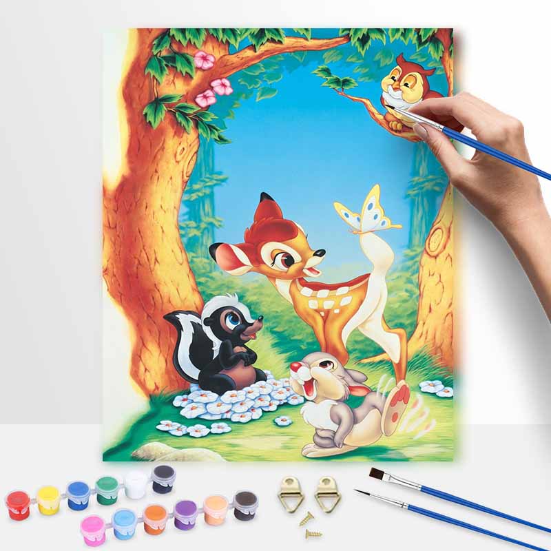 Disney Oil Painting Kit Canvas Bambi Thumper Flower Friends DIY Home Decor Gift 20x30cm