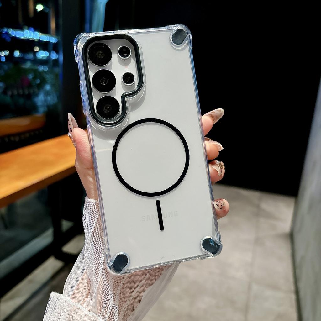 Anti fall Mobile Phone Case Suitable for Samsung S25ultra Mobile Phone Case Thin Ring Magnetic Suction S24FE Protective Case S23