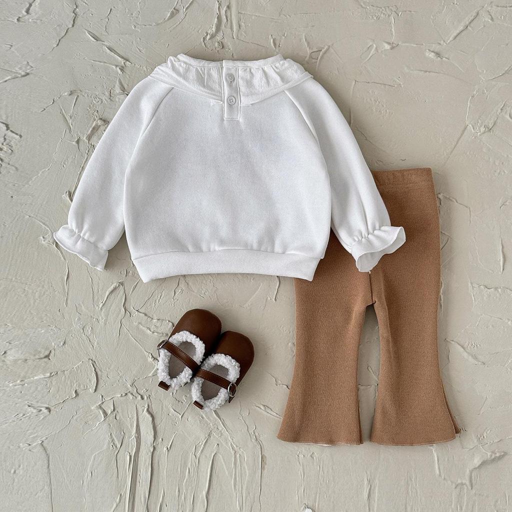 Popular Baby & Toddler Cotton Knitwear Set with Floral Chest Embroidery, Autumn/Winter Outerwear