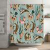 Cute Otter Shower Curtain Forest Animal Bathroom Decor Woodland Nature Waterproof Fabric Backdrop for Spa