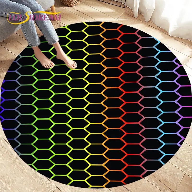 Tappeto per area illusione visiva geometrica astratta 3D Tappeto grande, rotondo per soggiorno, camera da letto, divano, decorazione, tappetino antiscivolo