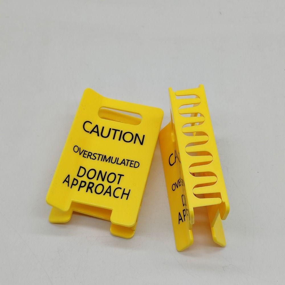Strong Grip Caution Sign Hair Clip Vibrant Yellow Warning Ponytail Holder  Novelty Accessory