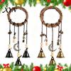 Whimsical Hanging Decor for Balcony 2PCS Witch Bells Door Knob, Bell Wind Chime with Moon Handmade Star Charms, Rattan Decorative Porch Window Bedroom