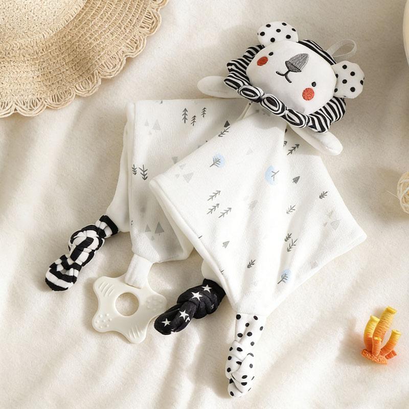 Baby Security Blanket Teether 0-6 Months Soothing Comfort Plush Toy Stroller Crib Clip Soft Sensory
