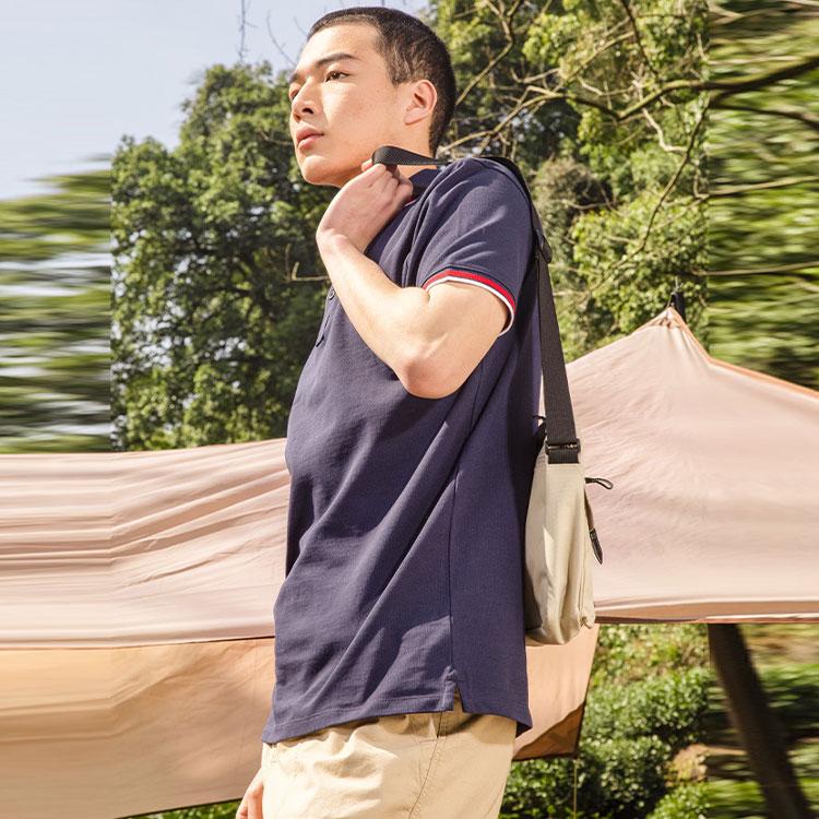 Timberland SS22 Casual Striped Breathable Short Sleeve Polo Shirt Men tops Deep-Sapphire-Blue A62SH-433
