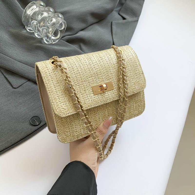 New Summer Small Square Bag Trendy Korean Version Knitted Fashionable Temperament Commuting Beautiful Lady Casual Small Bag Women