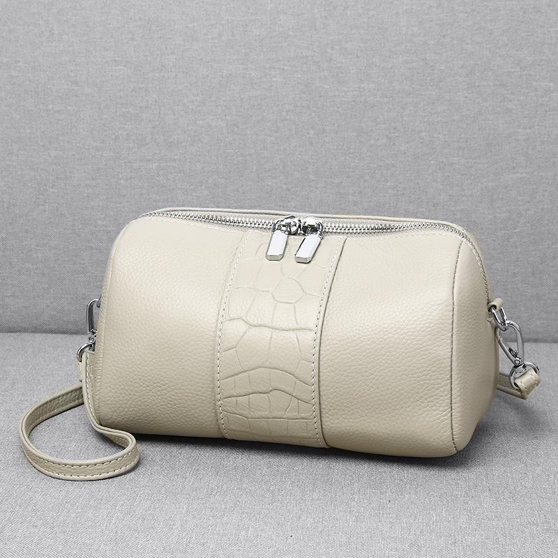 

Кожаные женские сумки, весенние и летние маленькие сумки, сумка-цилиндр Niche Design, универсальная сумка-мессенджер с подвеской, круглая сумка с каменным узором Tide грязно-белый