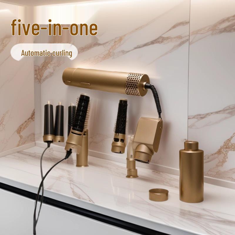 5-in-1 Hair Styling Tool: Curling Iron, Hair Dryer Comb, Auto Curler, Interchangeable Head, Dual-Use for Curls & Straightening.