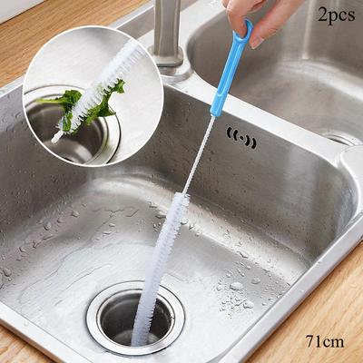 2 pezzi 71 cm Spazzola per Pulizia Fognature Flessibile Lavello da Cucina Vasca da Bagno WC Sturatubi Tubo Spazzola Serpente Strumenti